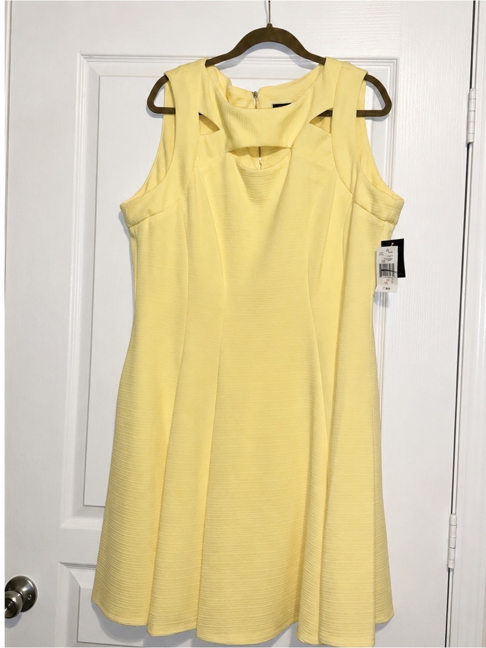 NWT Gabby Skye Lemon Yellow Fit & Flare Dress 20W Plus Size